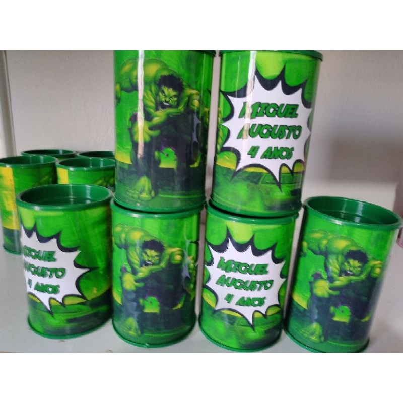 10 Lembrancinha Cofrinho Personalizado Hulk Super Heroi - Vários Temas