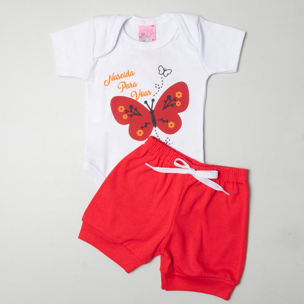 conjunto kit body verao 2 peças menina em ribana 100% algodao p m g gg 1