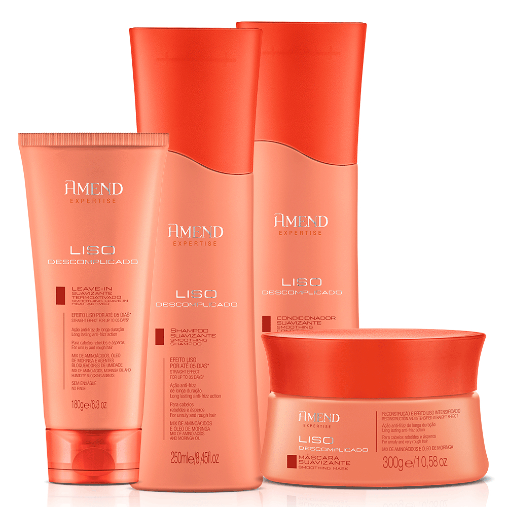 Amend Kit Completo Liso Descomplicado Sh e Cond 250ml + Máscara 300g + Leave-in 180g em Oferta na Shopee