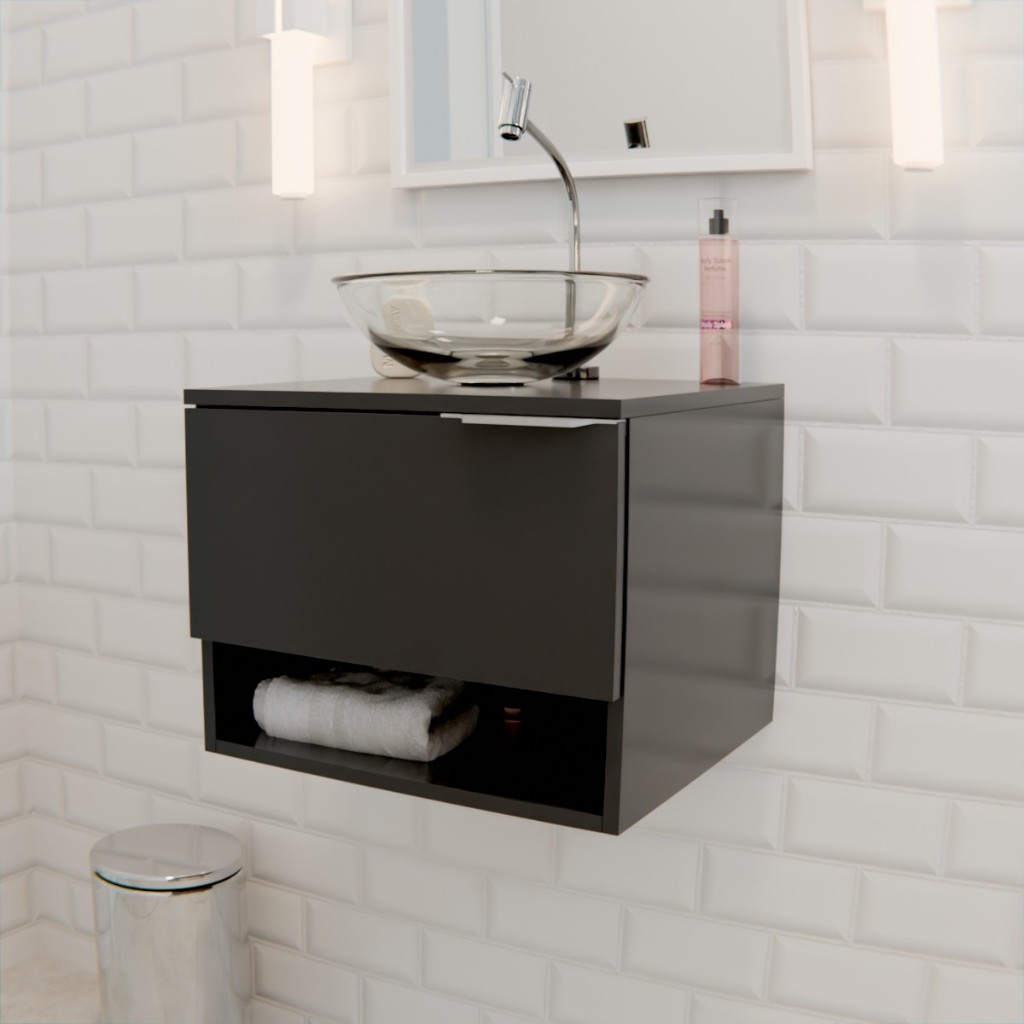 gabinete suspenso 45cm de banheiro Com cuba em Oferta na Shopee