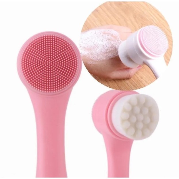 ANA 1108 KIT 12 PCS Escova Limpeza Facial 2Em1Aparelho Massagem Esponja Cerdas Macias Dupla Face Escova De Limpeza · foto 2