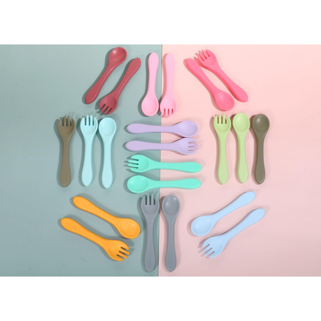 Bebê Talher Silicone Garfo Colher Introdução Alimentar Macio Não Machuca Não Quebra