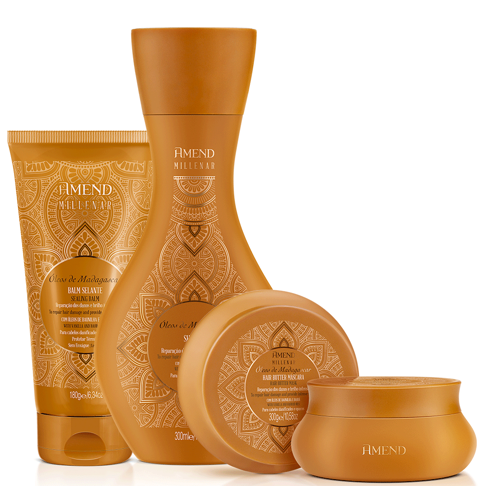 Amend Kit Millenar Óleos de Madagascar Shampoo 300ml + Máscara 300g + Balm 180g - Beauty