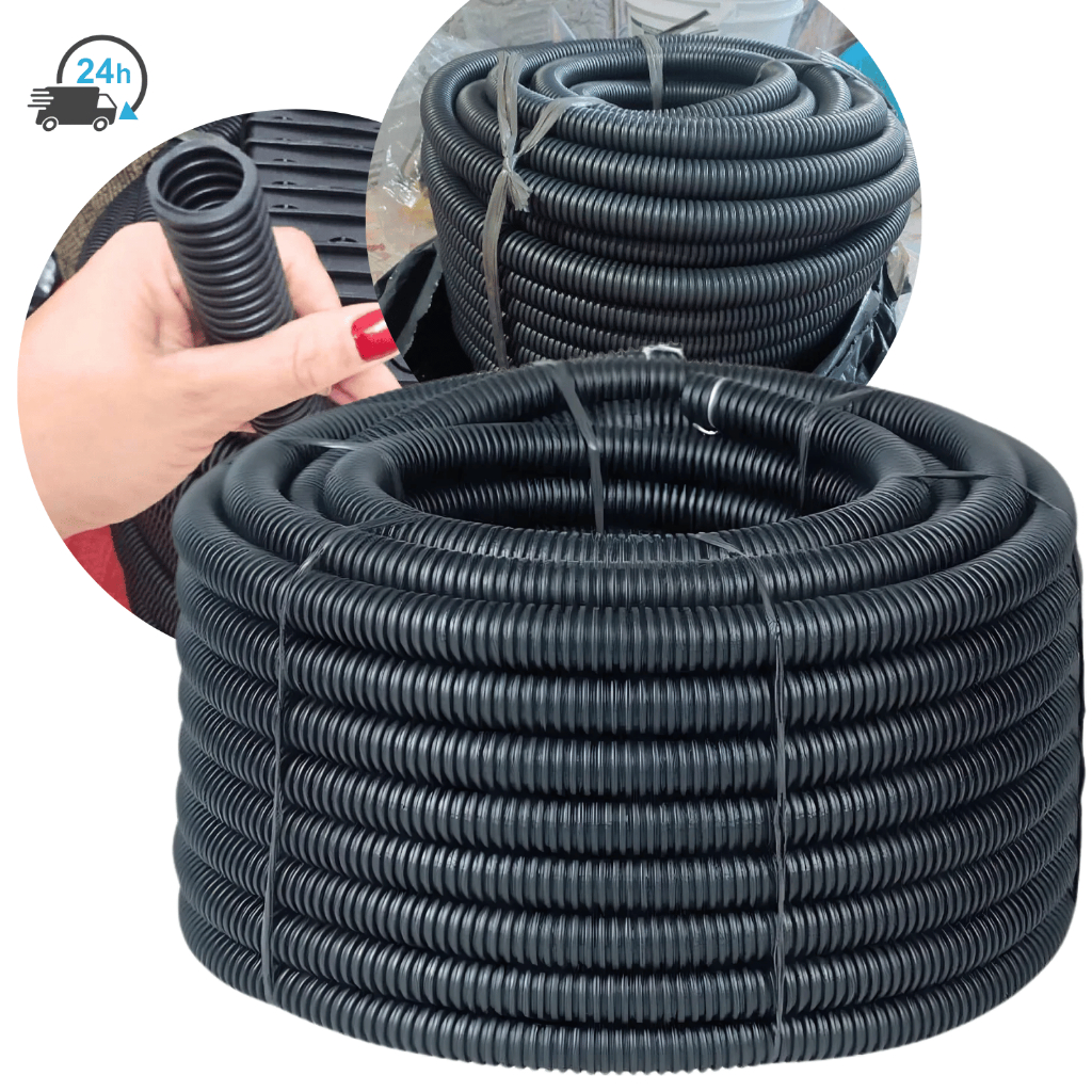 Conduite Corrugado 3/4 Cinza Mangueira Flexivel De Eletricista Eletroduto Tubo Corrugado 50 Metros
