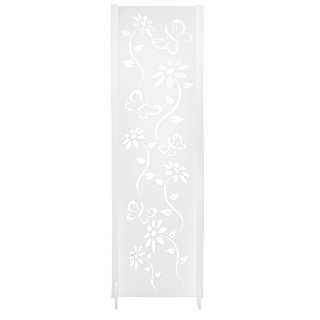 1 Biombo Mdf Floral Branco Divisor De Ambiente Com Pé