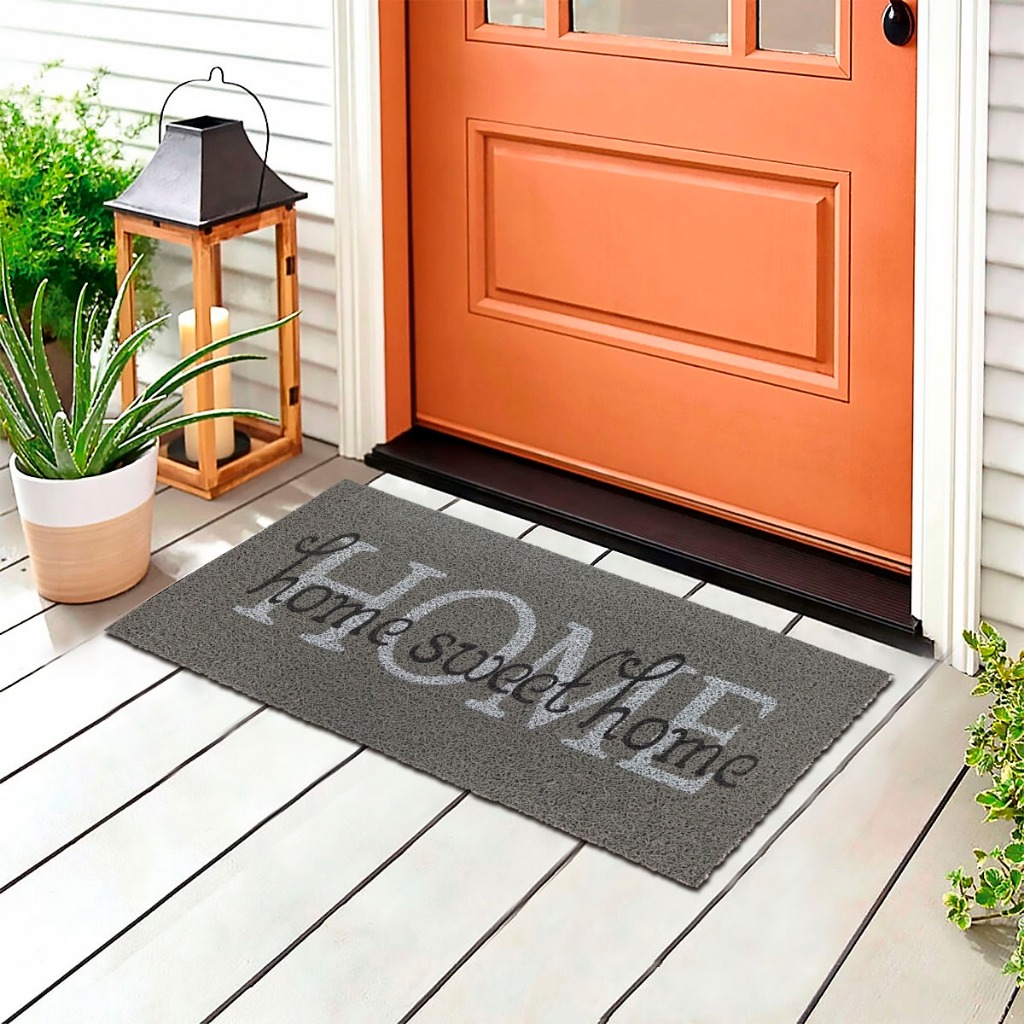 Tapete Porta de entrada Home Sweet Home Cinza Capacho 30x70