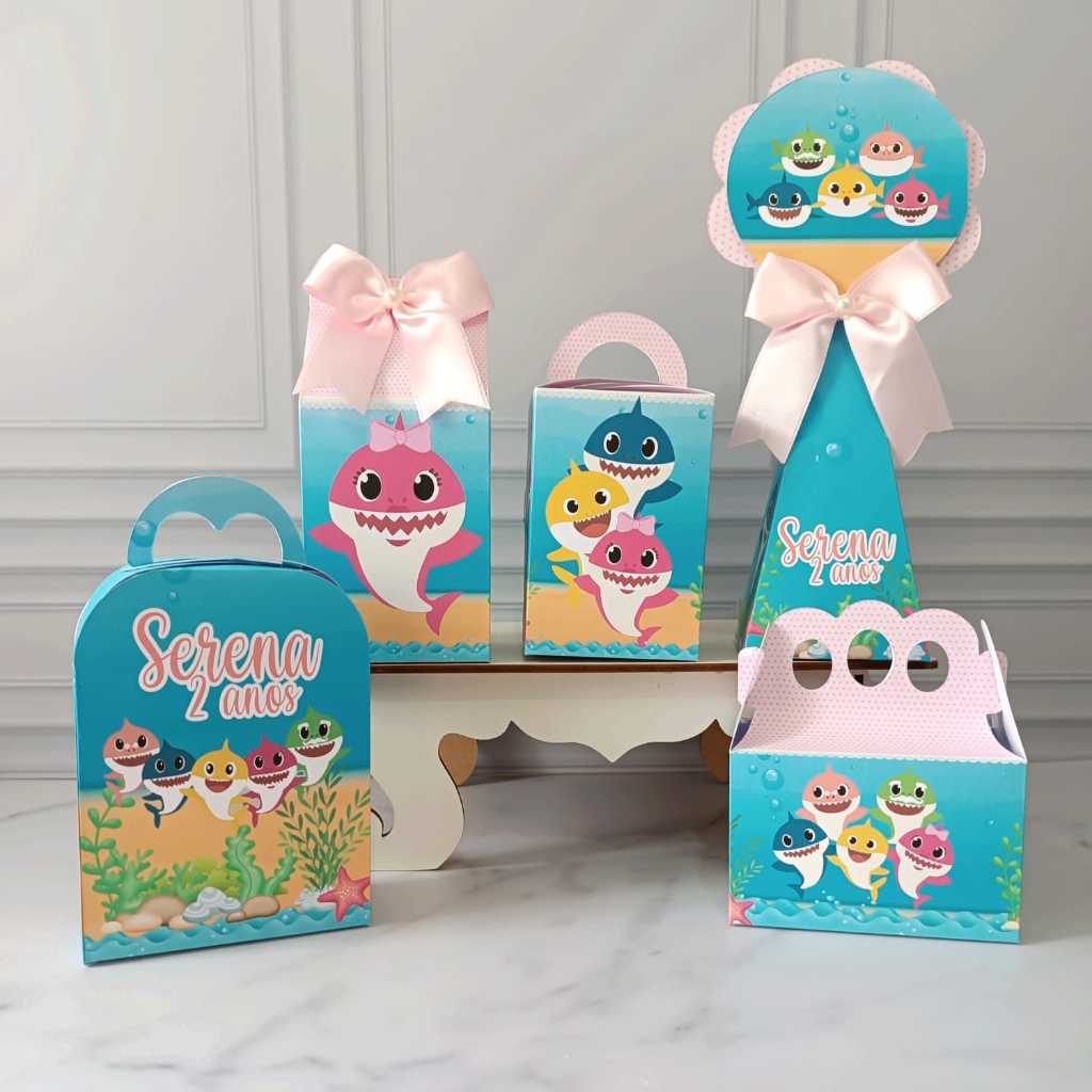 Personalizados Baby shark menina - kit festa - lembrancinha - aniversario - caixinhas personalizadas - festa infantil