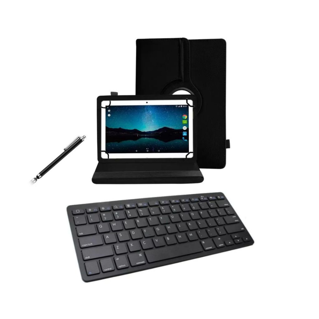Capa Com Teclado + Caneta Touch Mini Para Tablet Motorola Tab G70