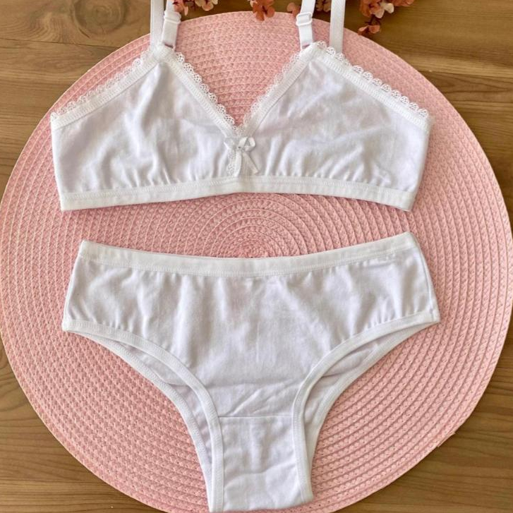 Conjunto Sutiã Calcinha Infantil Juvenil Algodão