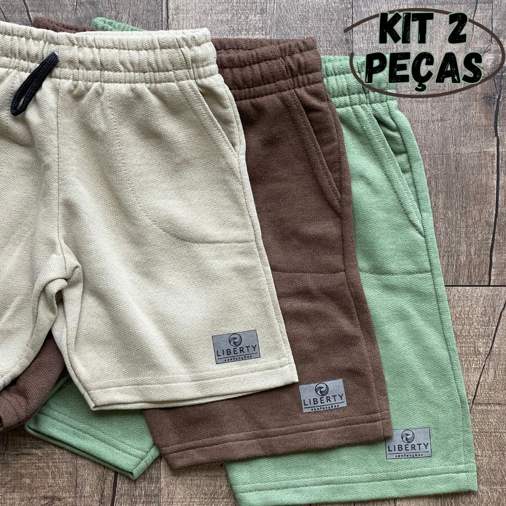 Kit 2 Bermuda Menino Moletom Infantil Short Com Bolso E Cordão De Ajuste Conforto E Qualidade em Oferta na Shopee