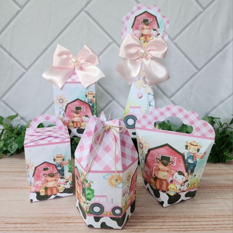 Fazendinha Rosa Kit Personalizado l Kit Festa l Lembrancinha l Aniversario l Caixinhas Personalizadas l Festa Infantil