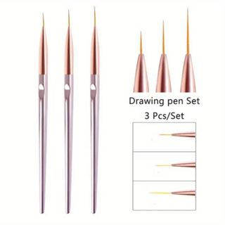 Kit de 3 Pinceis Fino para Decoração Unha Nail Art Rose Perolado Helen Color em Oferta na Shopee