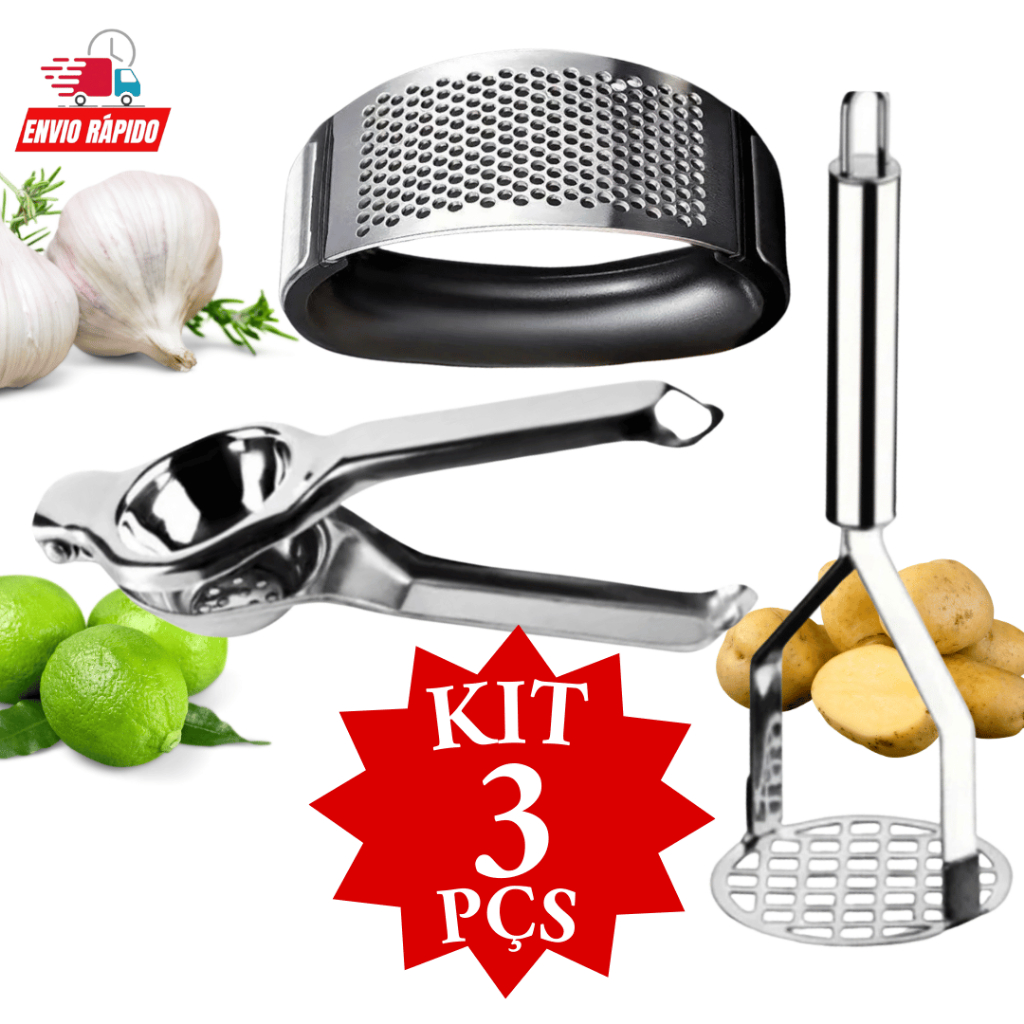 Amassador Esmagador de Batata e Legumes Multiuso  Amassador Esmagador  Cortador  de Alho  Espremedor  de Limão Aço Inox para Cozinha Restaurante  Promoção