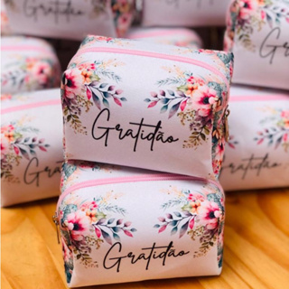 8 Mini Necessaire Box Personalizado com Nome/ Marca para brindes ou lembrancinhas Dia das Mães Gratidão em Oferta na Shopee