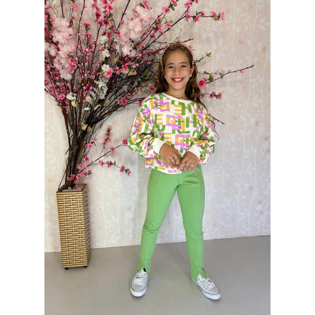 Conjunto Blusão Calça Legging Infantil Menina