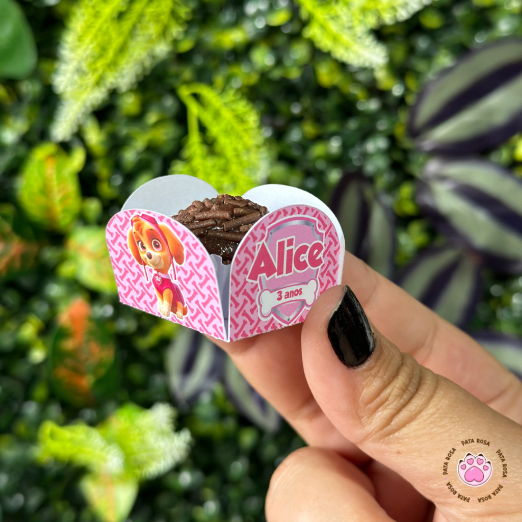 Forminha Personalizada Skye Patrulha Canina Rosa para brigadeiro e docinhos - lembrancinha para festas