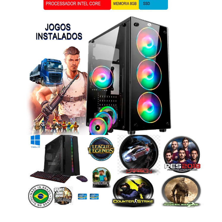 cpu pc gamer i5 barato pra trabalho estudos escritorios 128g+hd500g wifi lol gta5 et2 cs mine Roblox