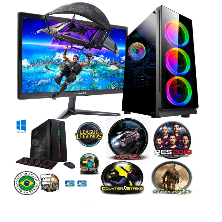 computador gamer barato i5 16g ssd128g+hd500 monitor 19' LOL cs mine gta5 offline Roblox