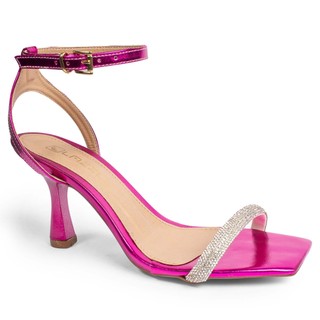 Sandália Feminina Salto Taça Fino Médio FestaTira Strass Brilho em Oferta na Shopee
