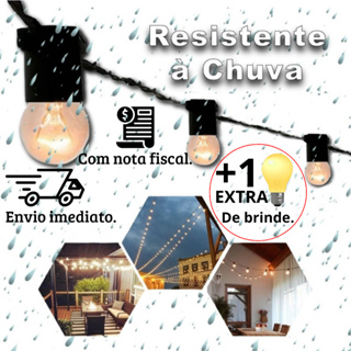 Varal De Luzes Até 20 Metros Com LED Ou Incandescente Lâmpadas Cordão Bivolt Resistente à Chuva Luz em Oferta na Shopee