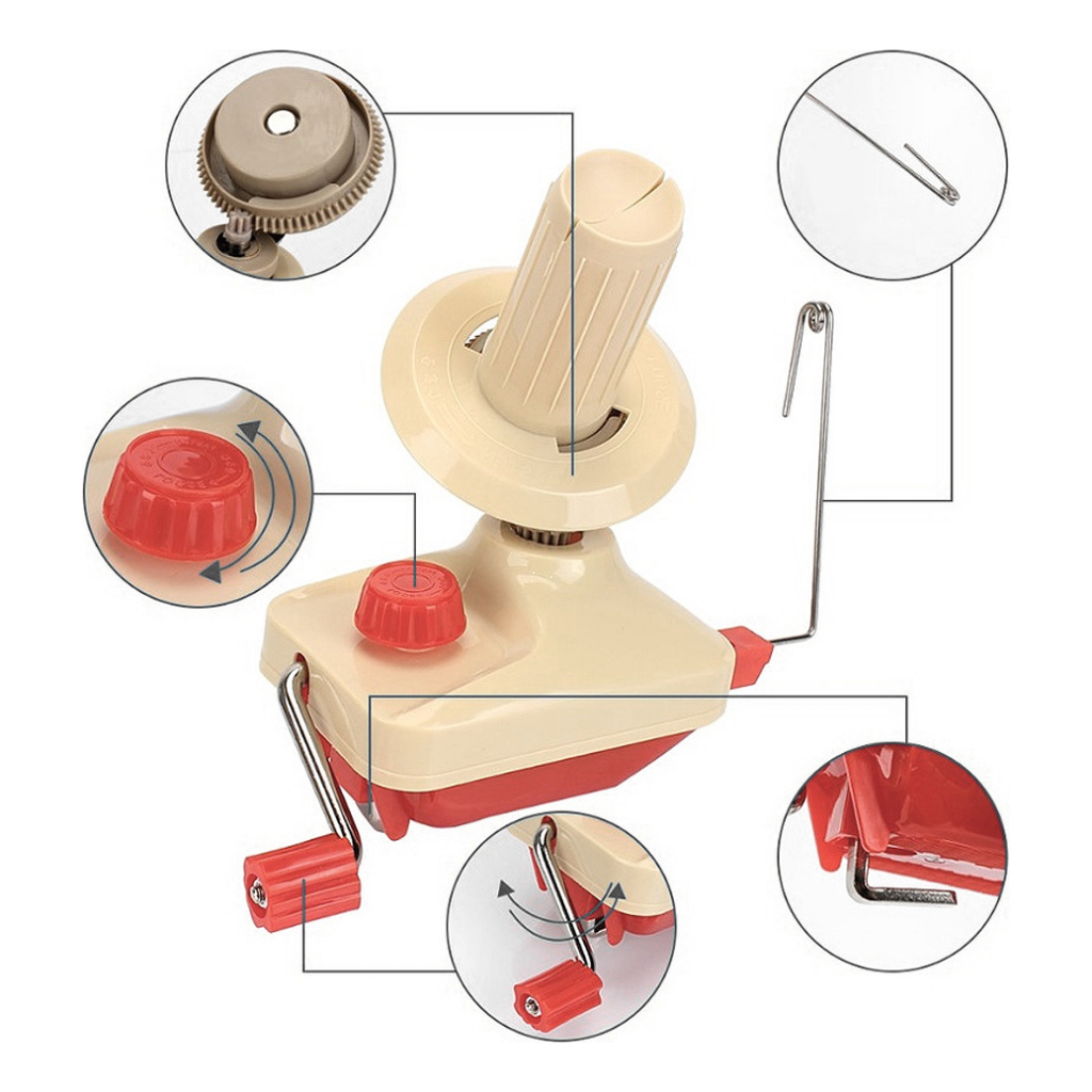 Máquina Enrolador De Linha Lã Fio Tricô Crochê Rebobinador Novelo - RE-02 Lanmax Vermelho Manual