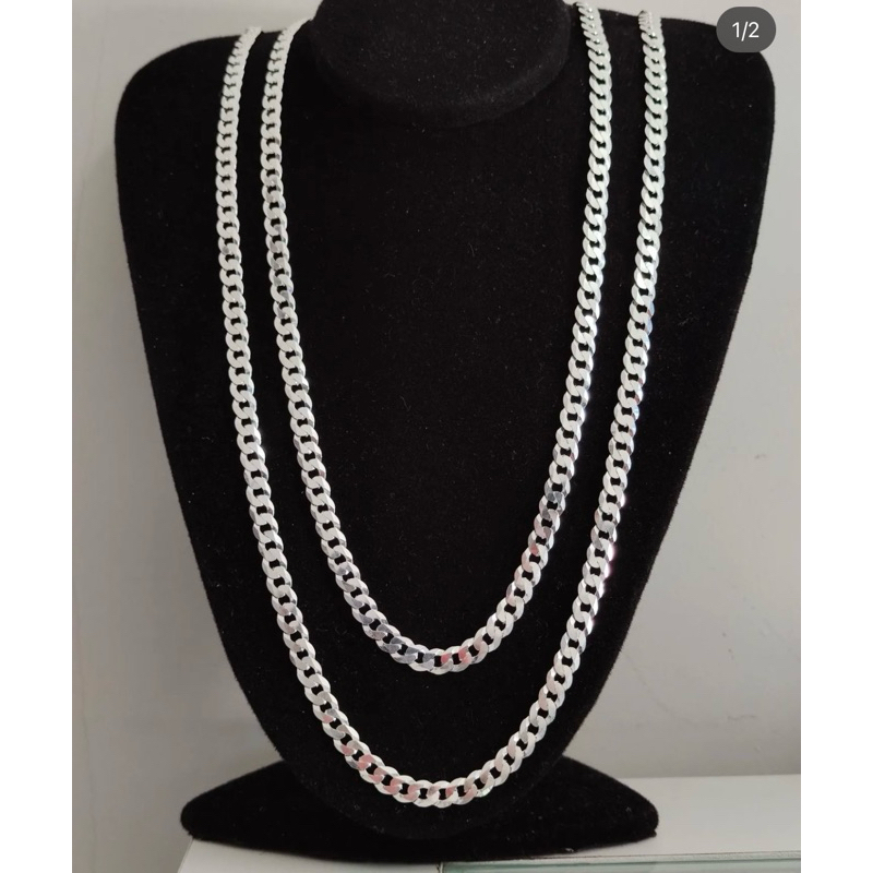 corrente banhada a prata mista 925 kit 2 cordão 70cm 60mm 7mm fecho gaveta em Oferta na Shopee