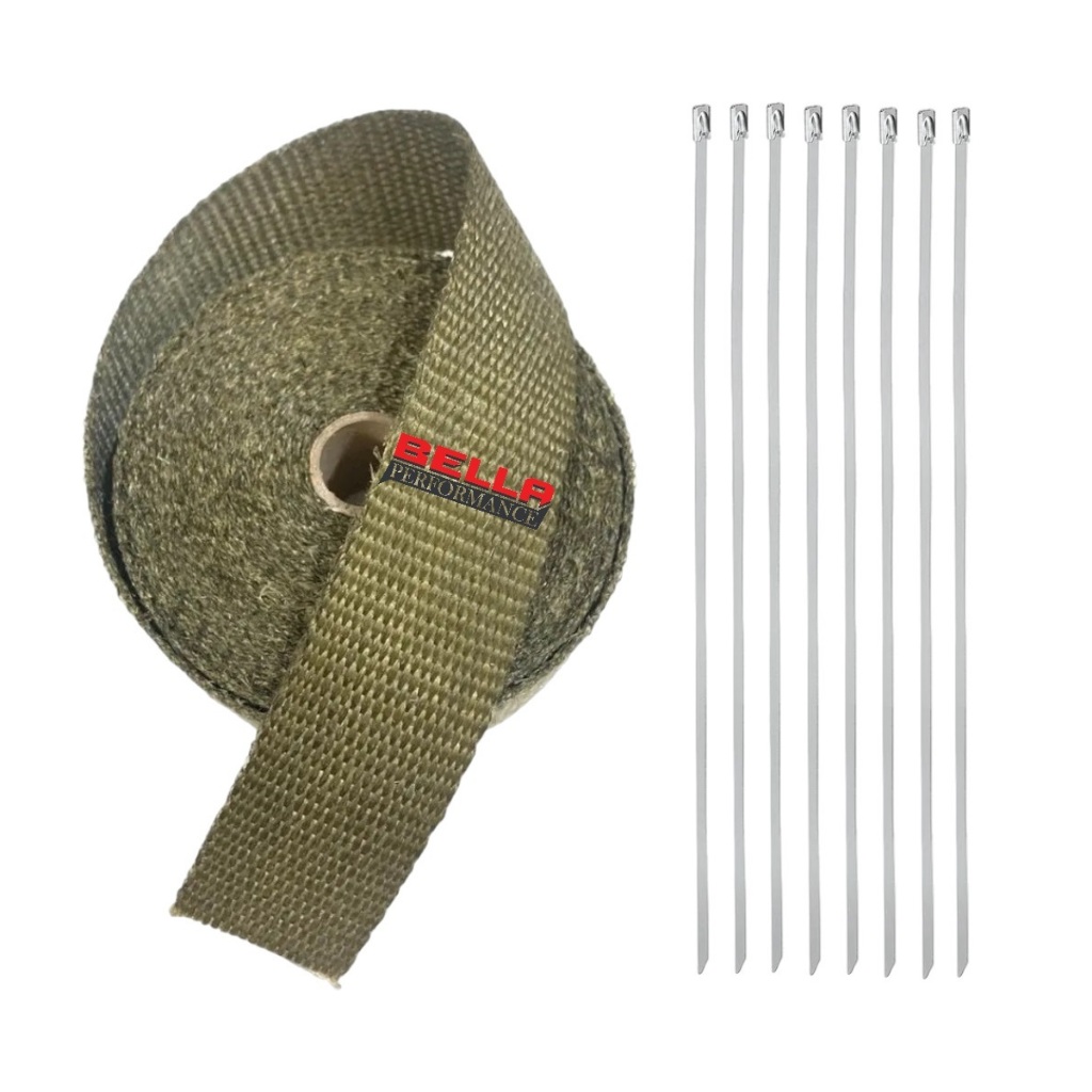Fita Manta Termica Termotape Titanium 7 Metros + 8 Abraçadeiras para Carro Moto Escapamento Coletor