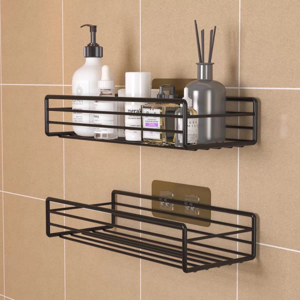 Kit 2 Prateleiras Suporte Com Alto Adesivos Para Parede Banheiro Cozinha Shampoo E Sabonet...