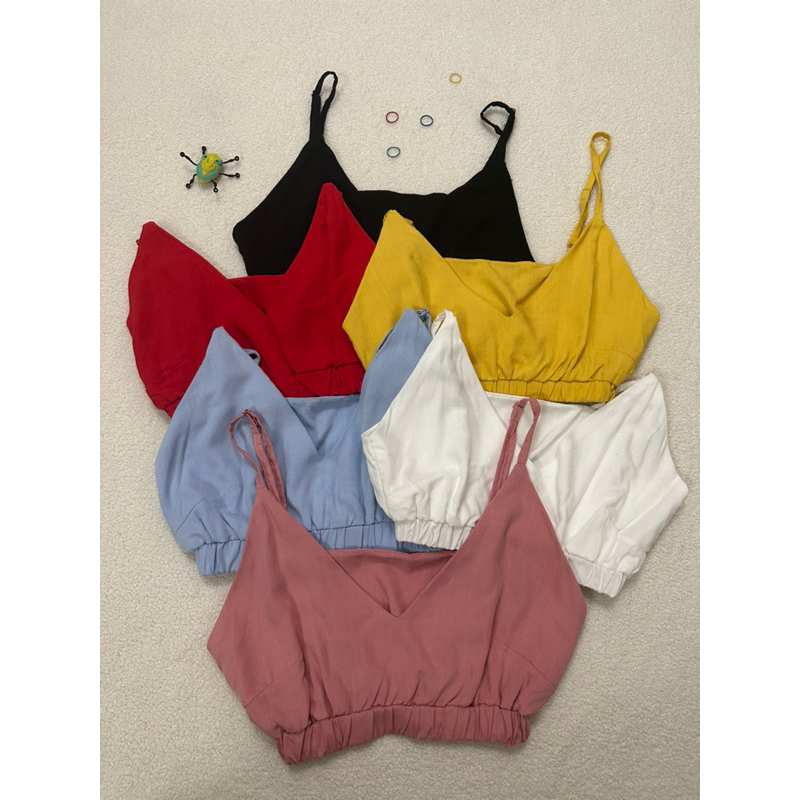 Blusa 43#-1 Cropped Feminina Tipoia elástica Viscolina liso