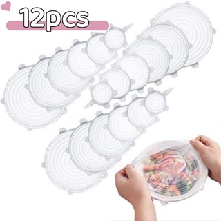 12 Peças Tampas Panela Silicone Universal Reutilizável Elástica Tampas Silicone Rotundidade em Oferta na Shopee