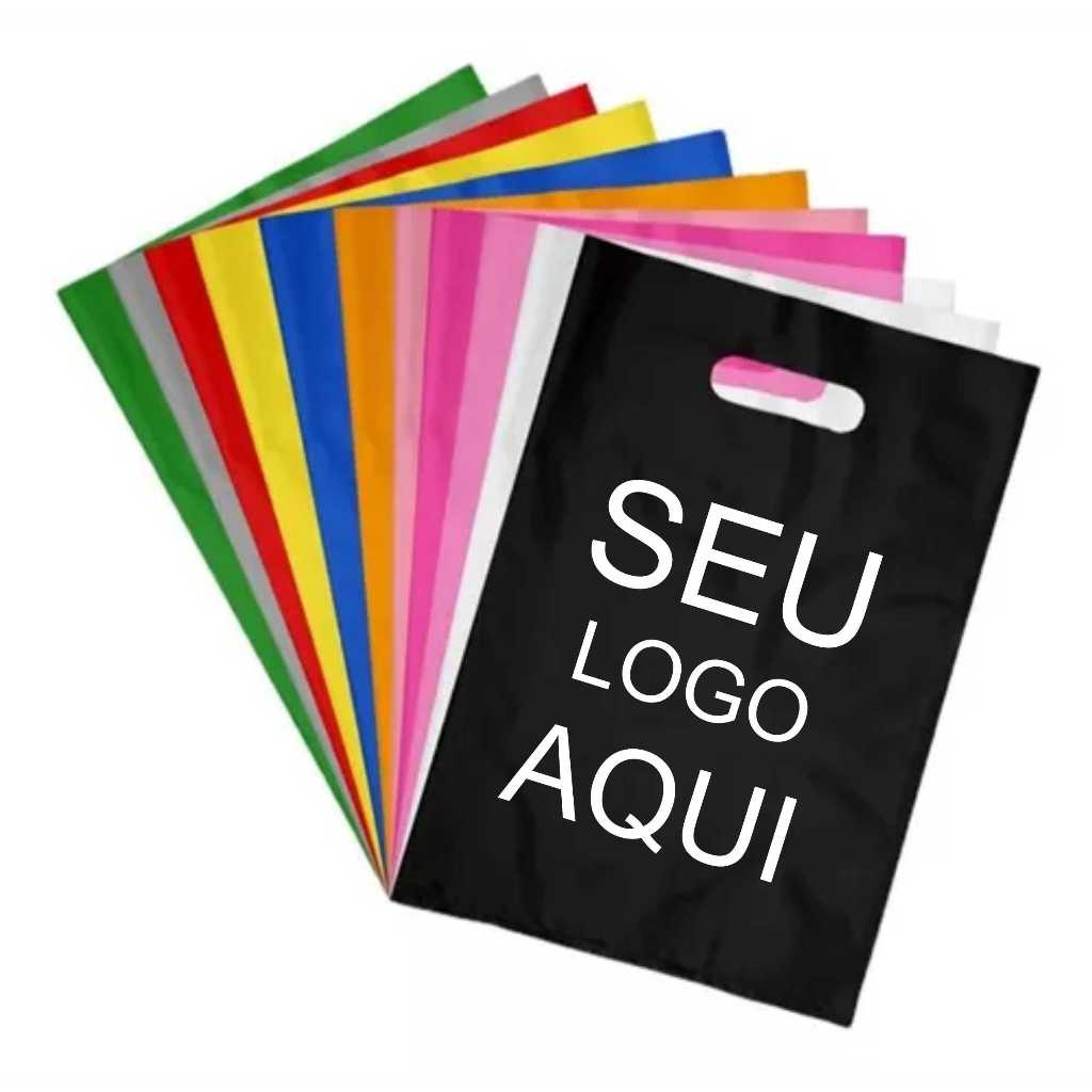 Sacolas de plástico boca vazada 30X40 estampada com a sua arte pc com 50 e pc com 100