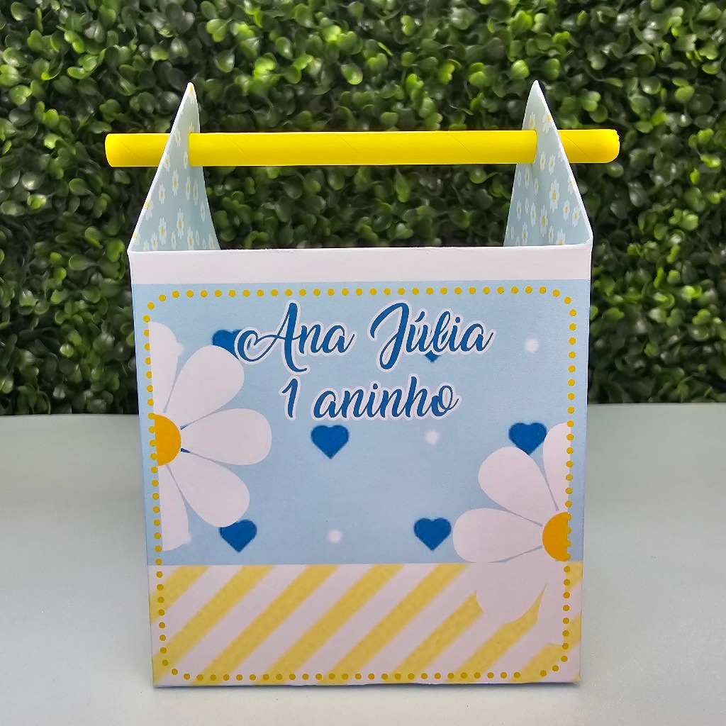 Caixa Canudo MARGARIDAS AZUL - Personalizados - Festa infantil - Aniversário - Lembrancinha