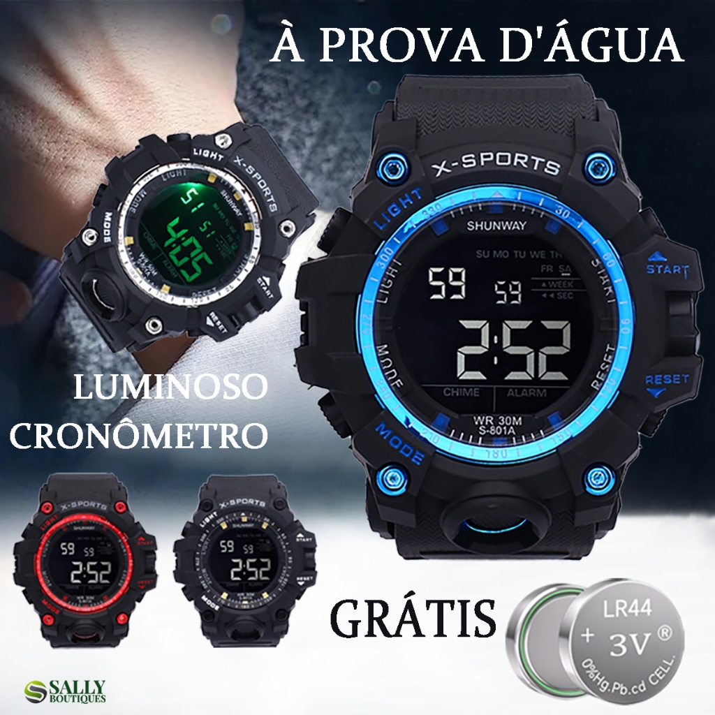Relógio Masculino A Prova D Água Cronômetro Pulso Eletrônico Digital Esportivo Luminoso Original em Oferta na Shopee