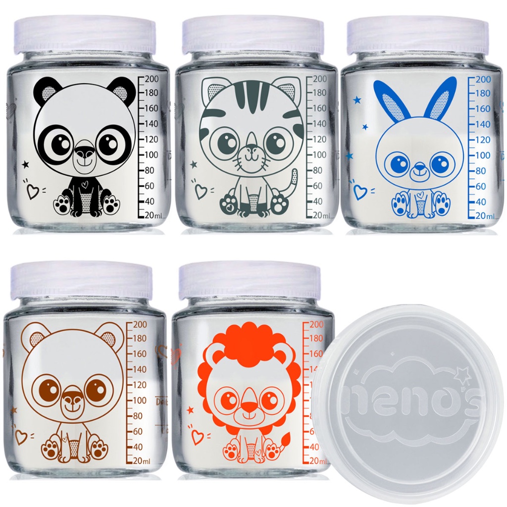 5 Potes de Vidro Armazenar Leite Materno ou Papinha com Graduação 200ml (Cap. 240ML)