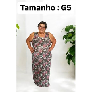 VESTIDO PLUS SIZE LONGO REGATA LIGANETE ESTAMPADA ( malha fria ) / TAMANHO G5 / REF 160 ) em Oferta na Shopee