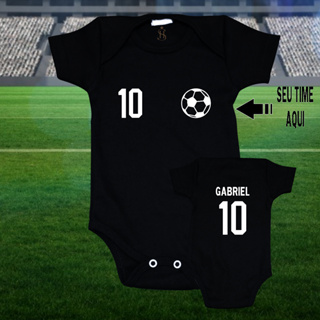 Body Infantil Bebê Time de Futebol Personalizado com Nome e Número em Oferta na Shopee
