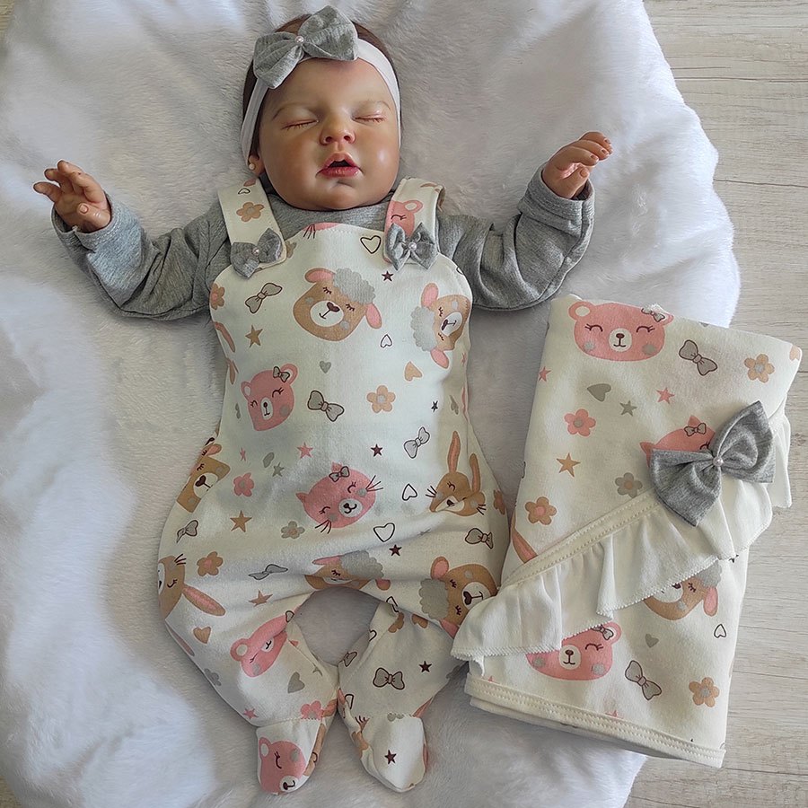 Kit Saída de Maternidade Para Bebê Menina Kids Ursinha Juju Mescla Tamanho P em Oferta na Shopee