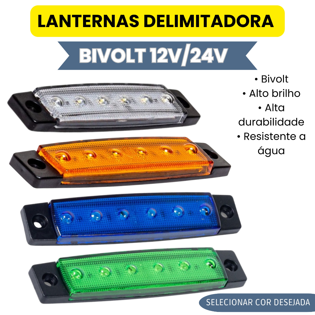Sinalizador Lanterna Vigia Delimitadora Teto Onibus Bau Caminhão Van Escolar Carretinha Led Bivolt