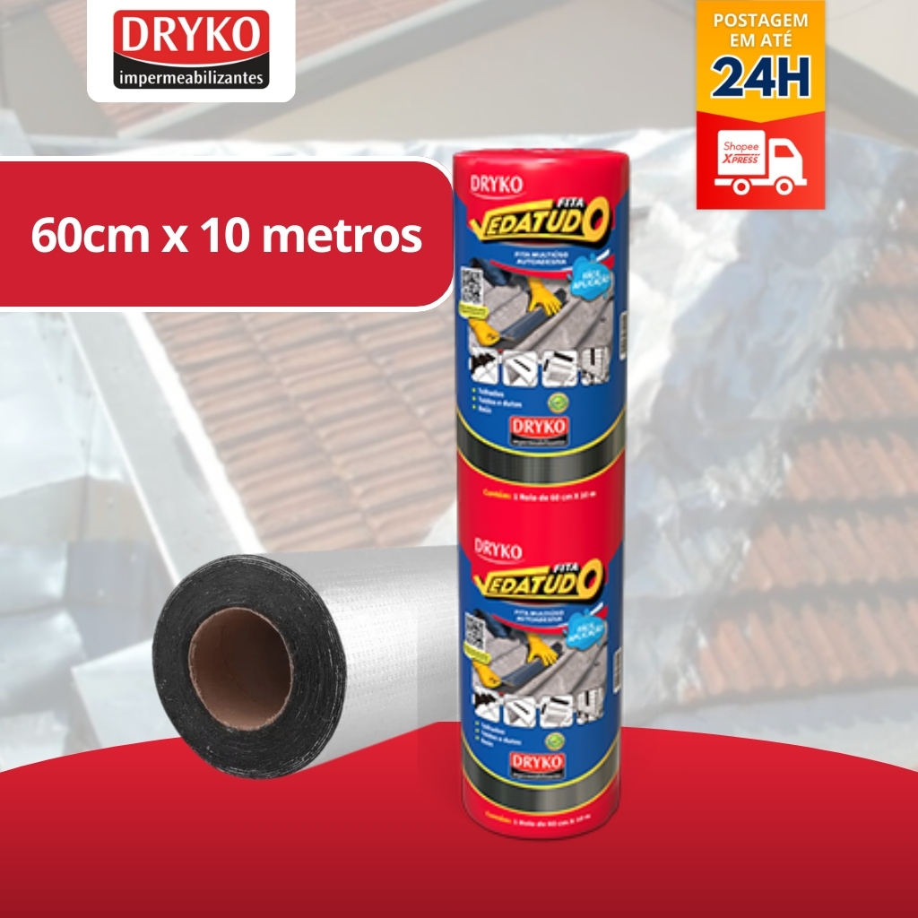 Manta Asfáltica Adesiva Vedatudo 60cm X 10m + Primer 1 Litro