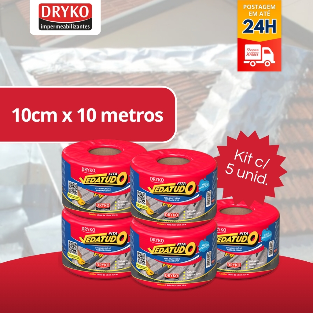 5 Manta Asfáltica Aluminizada Telhado Auto Adesiva 10cm X10m