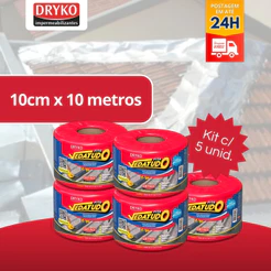 5 Manta Asfáltica Aluminizada Telhado Auto Adesiva 10cm X10m