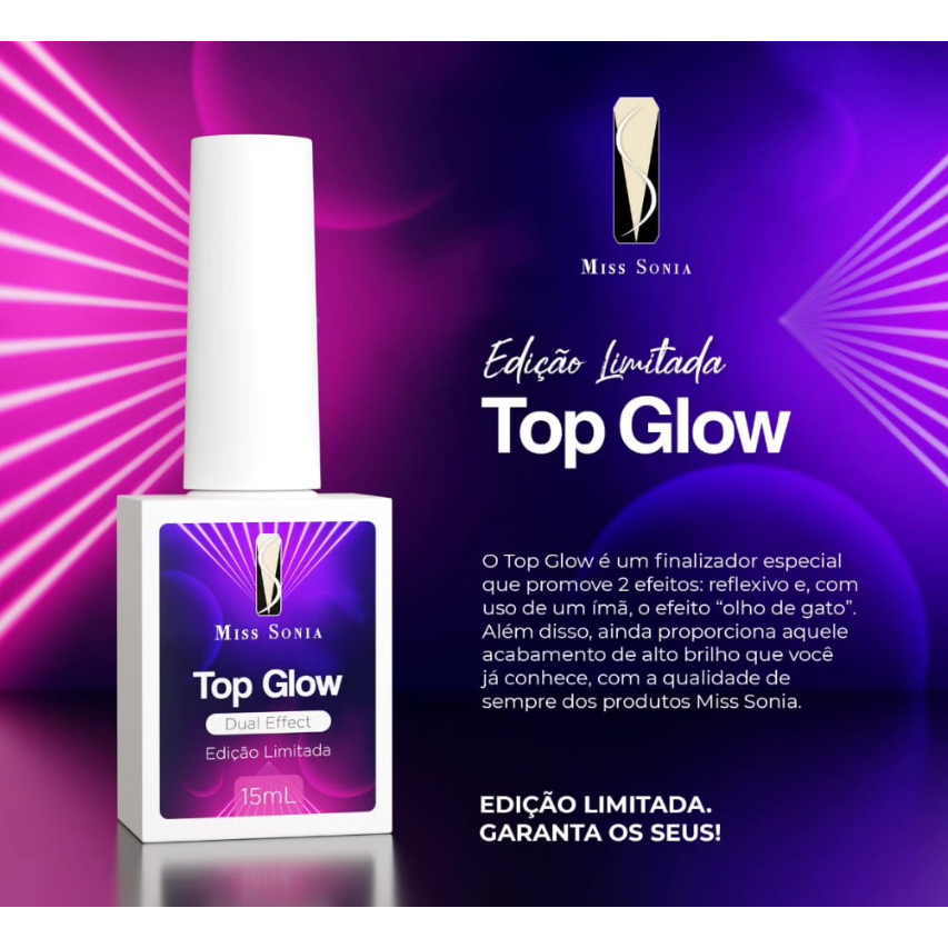 Top Coat Olho de Gato Glow Glitter Fino Bilho Refletivo Unha Gel Acrigel Fibra Porcelana camuflagem Miss Sonia Led UV em Oferta na Shopee