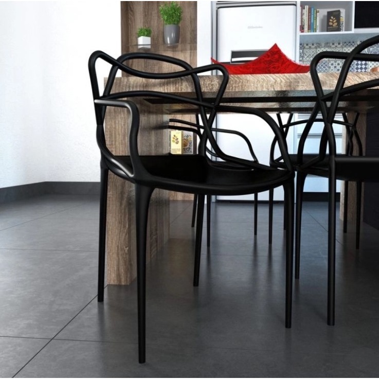 Cadeira Preta Allegra Master Para Cozinha Mesa Jantar Área Externa