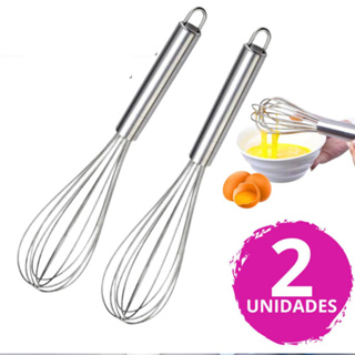 KIT 2 Batedores de ovos Manual Aço Inox para preparo culinário/Resistente Imperio life em Oferta na Shopee