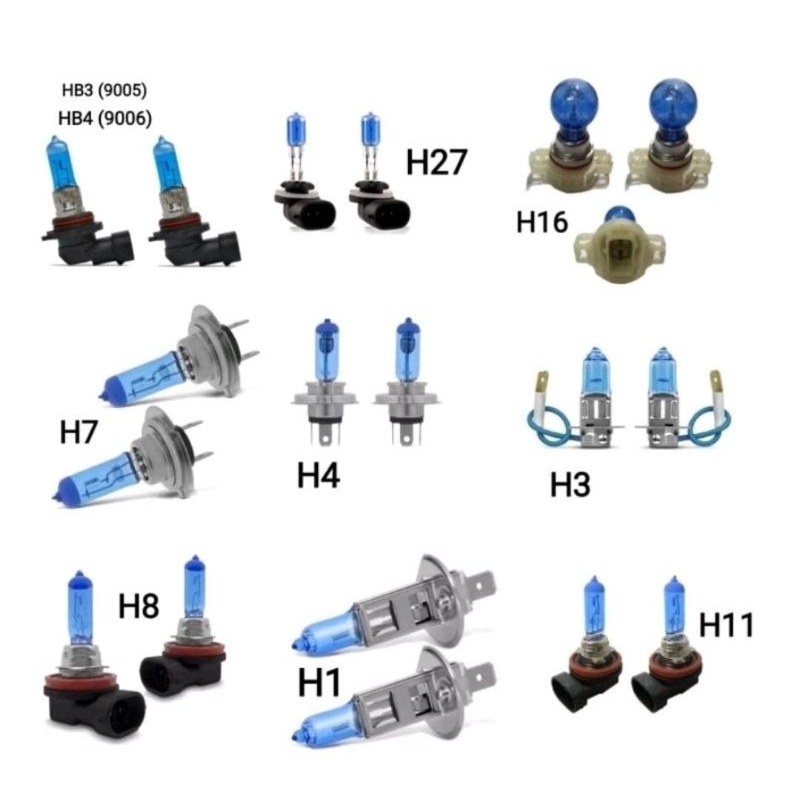 Par Lâmpada Super Branca 8500K Tiger Auto H1 H3 H4 H7 H8 H11 H16 H27 HB3 HB4