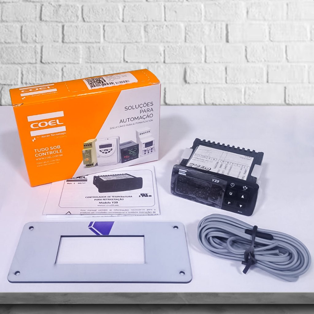 Kit Controlador de Temperatura Coel Y39 Digital Bivolt Coca-Cola (Substitui o EMS55) Com Moldura 14x6,3 e Sensor de 3 metros