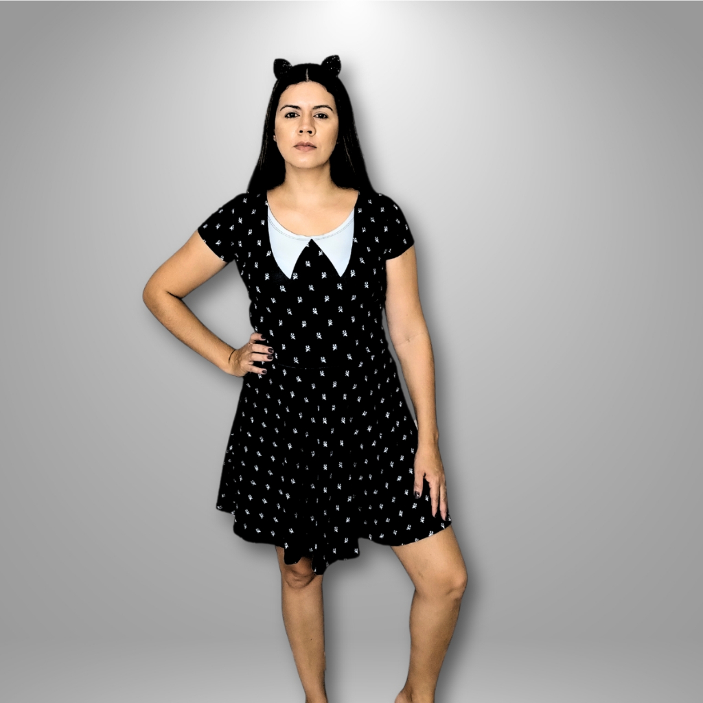 Fantasia Feminina Vandinha Halloween Carnaval Pronta Entrega