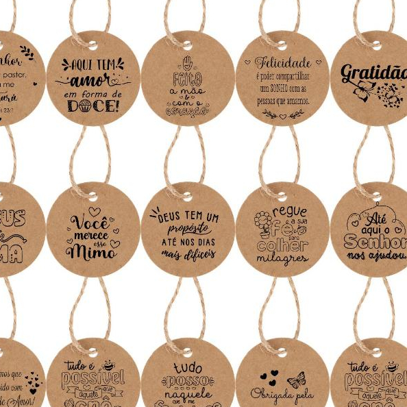 Tag Redonda Kraft 4cm-Fio Pronta Entrega-Não Personalizamos Enviamos conforme Foto