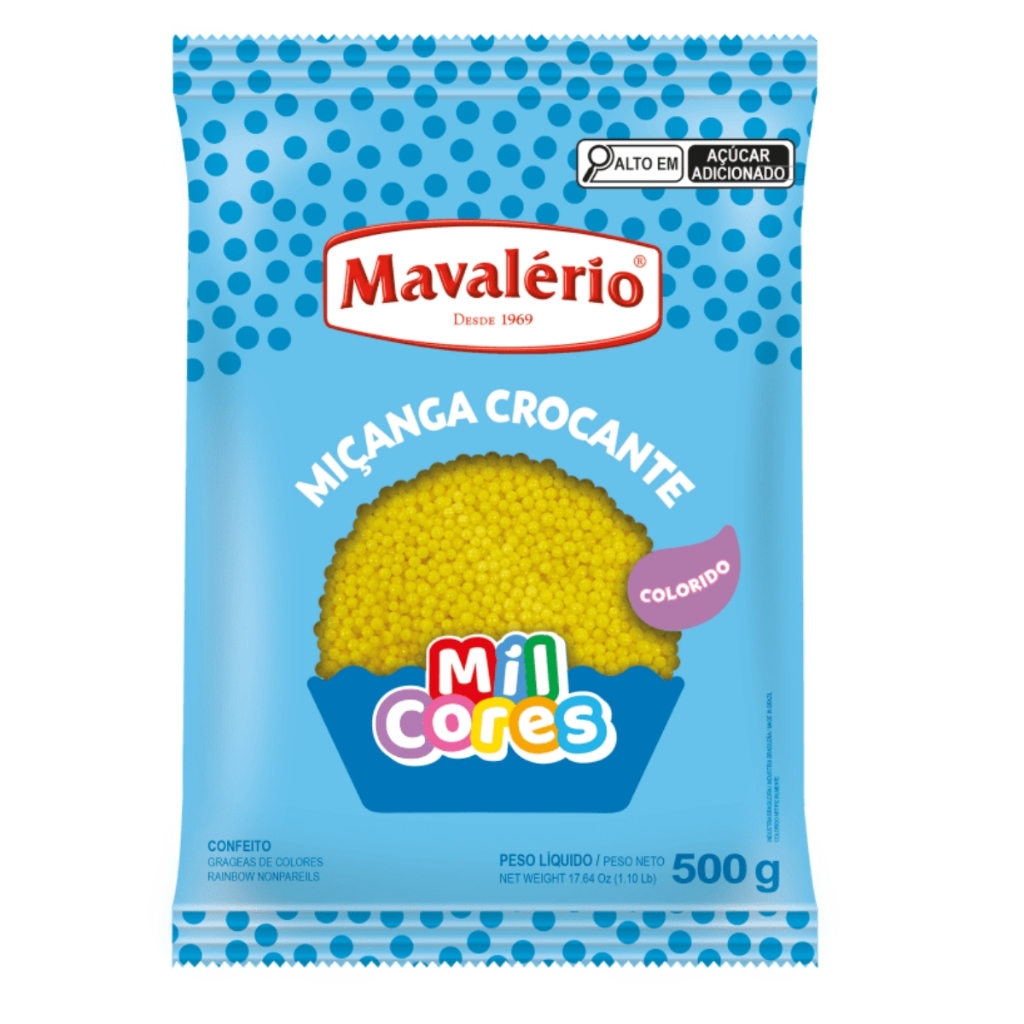 Confeito Miçanga Crocante Amarelo Mil Cores 500g Mavalério em Oferta na Shopee