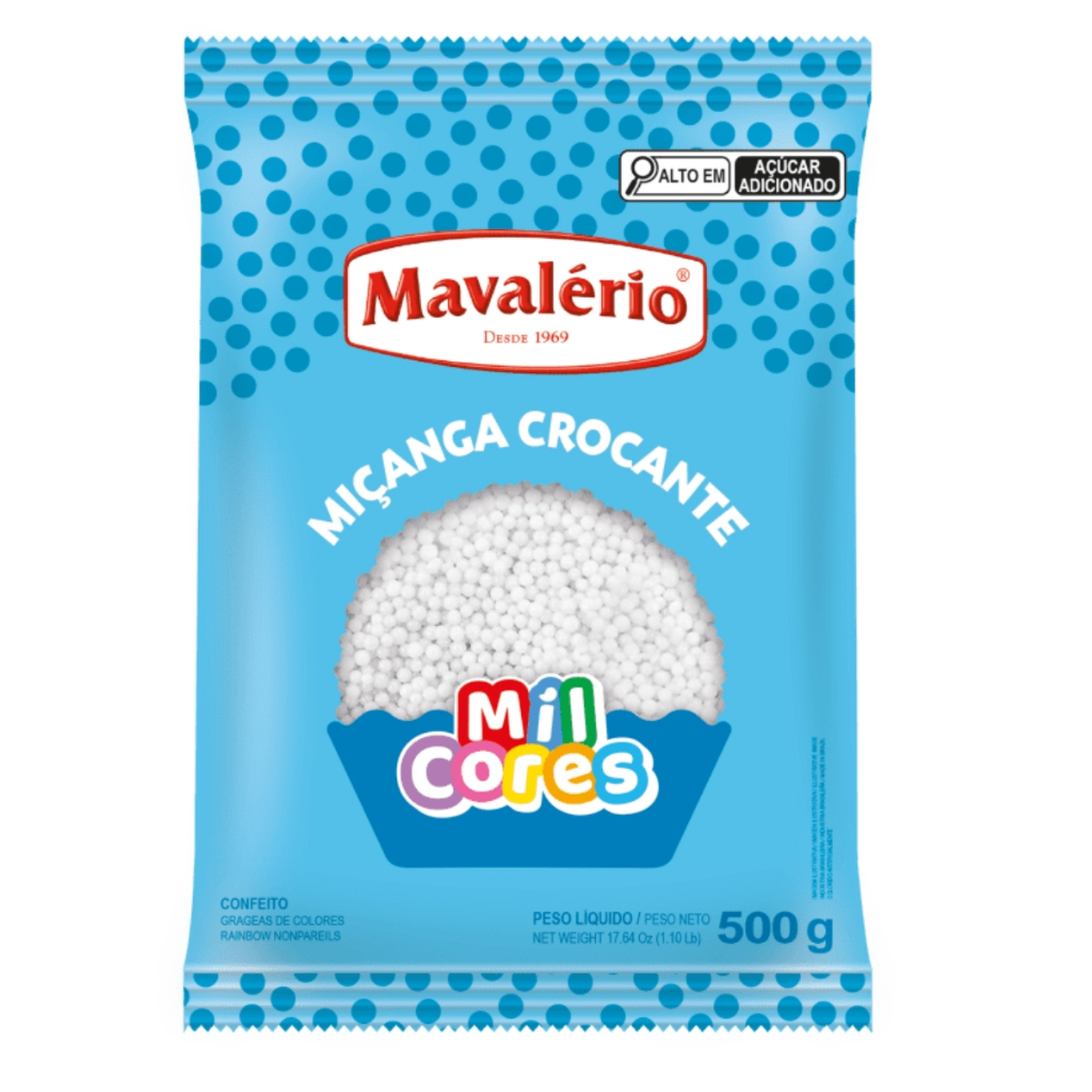 Confeito Miçanga Crocante Branco Mil Cores 500g Mavalério em Oferta na Shopee